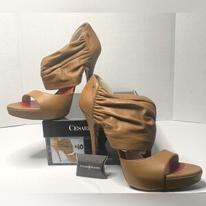 Cesare Paciotti high heel, cognac, sandal, beige so with black overlay